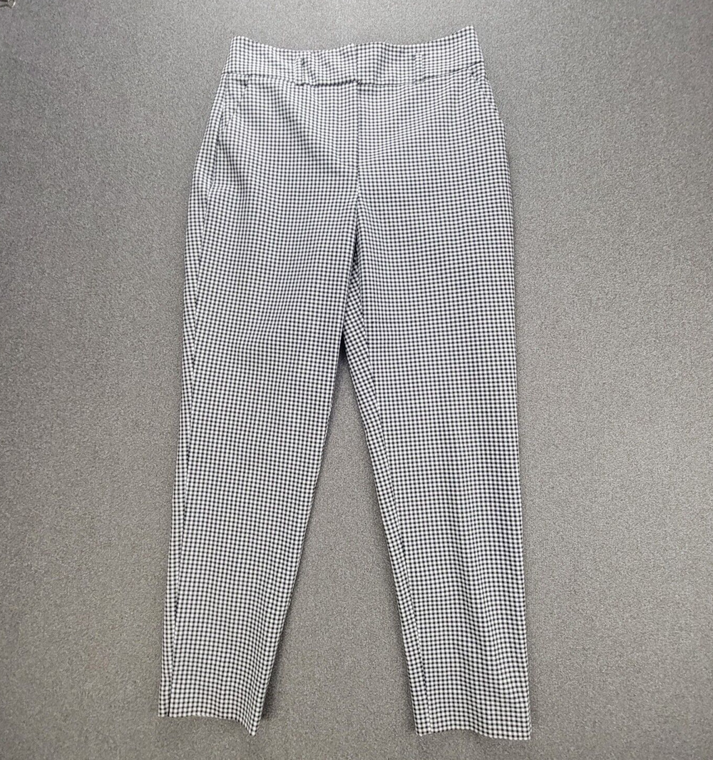 WHBM Size 6 Black White Check The Tapered Ankle Pants